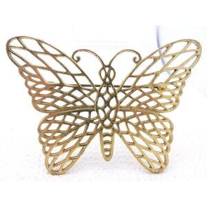 Vintage Gold Tone PL Signed Large Butterfly Filigr